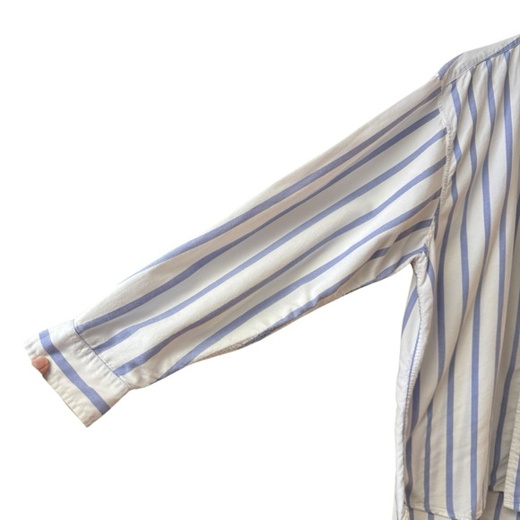 Fresh Produce 100% Cotton Button Up Blouse Top Size XL Blue White Striped Casual - Picture 6 of 10